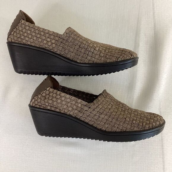 Bare Trap Women’s Slip-on Metallic Bronze Basket Weave Wedge Heel Size 8.5 - Picture 7 of 10